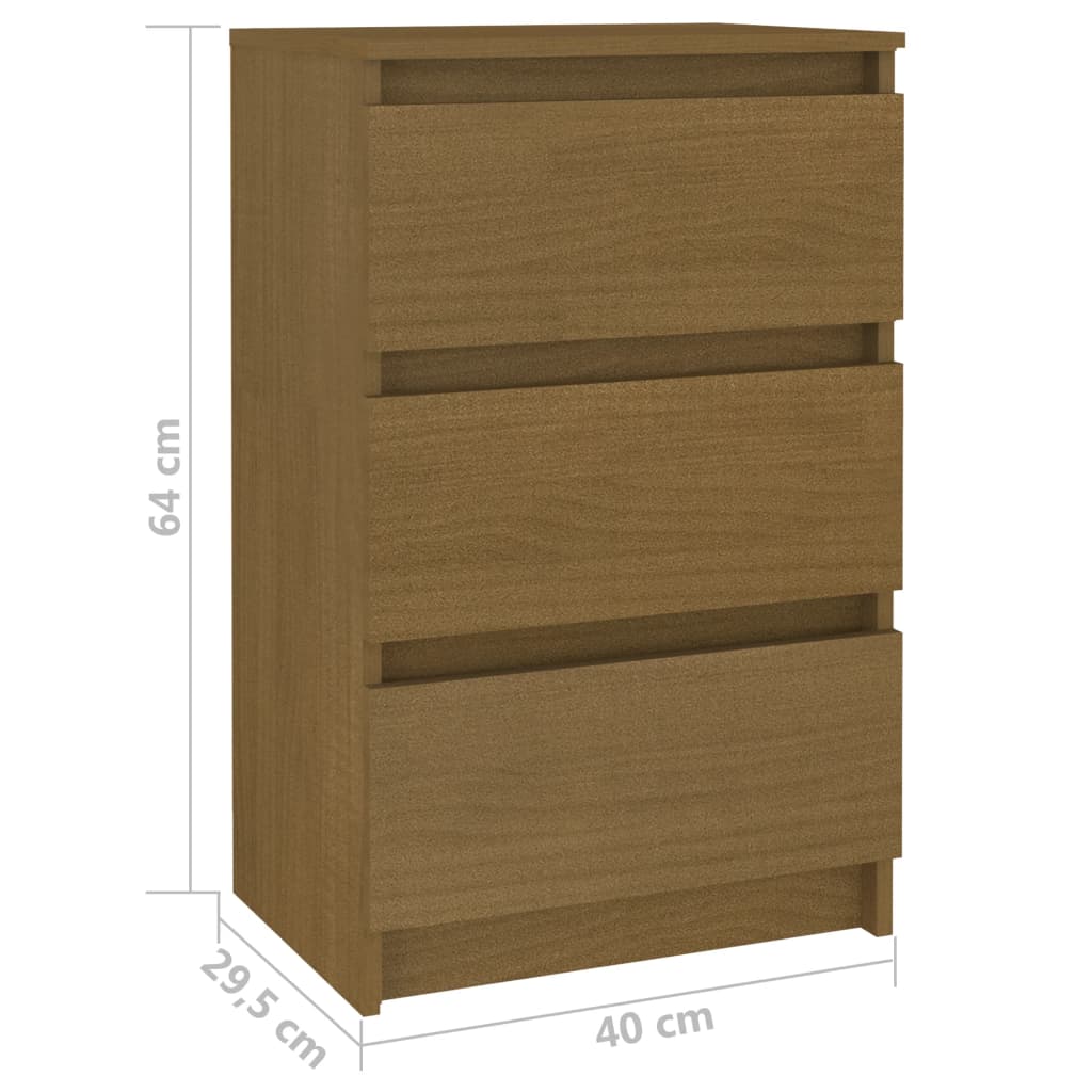 vidaXL Bedside Cabinet Honey Brown 15.7"x11.6"x25.2" Solid Wood Pine