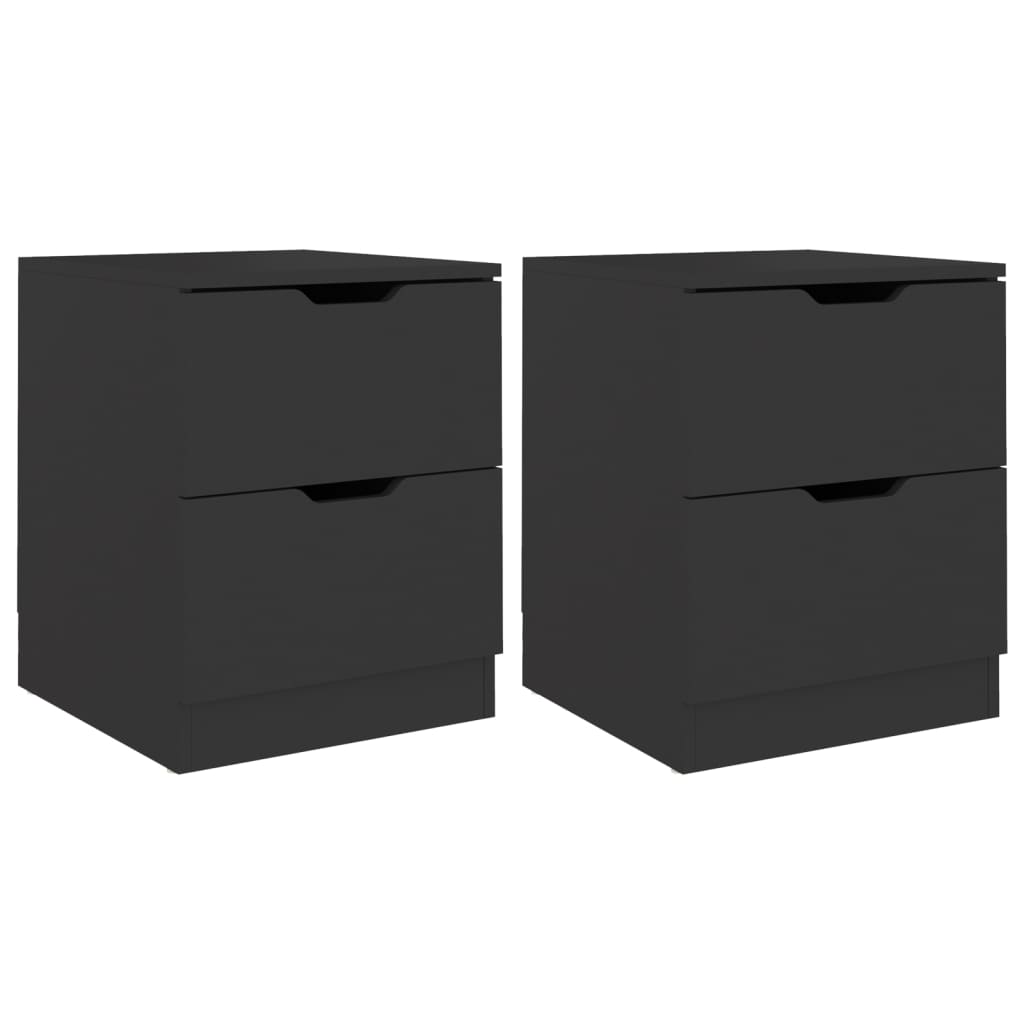 vidaXL Bedside Cabinets 2 pcs Black 15.7"x15.7"x19.7" Engineered Wood