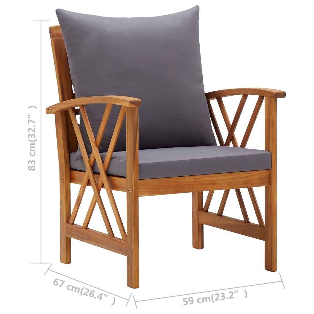 vidaXL 5 Piece Patio Lounge Set with Cushions Solid Acacia Wood