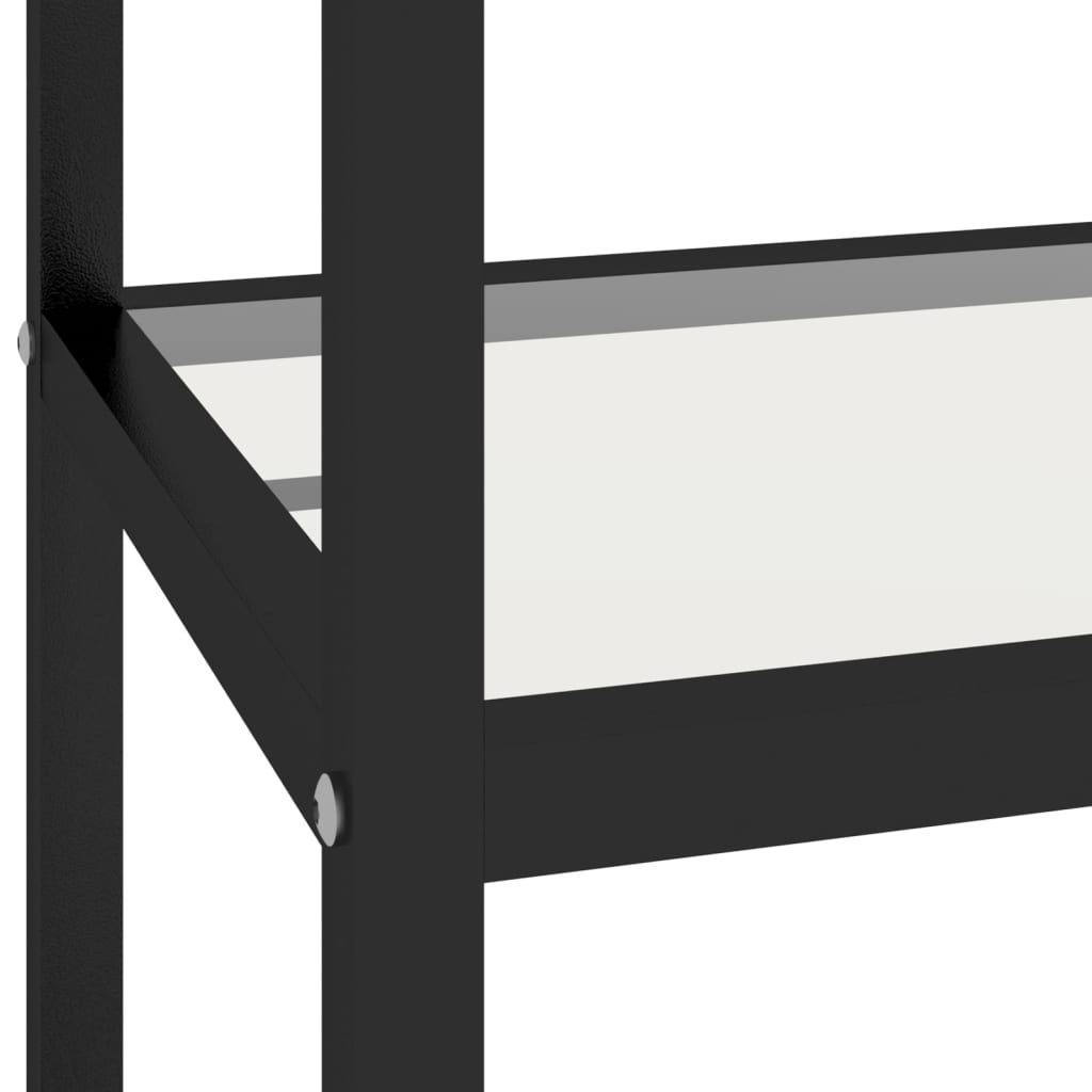 vidaXL Shelf Transparent and Black 39.4"x14.2"x35.4" Tempered Glass