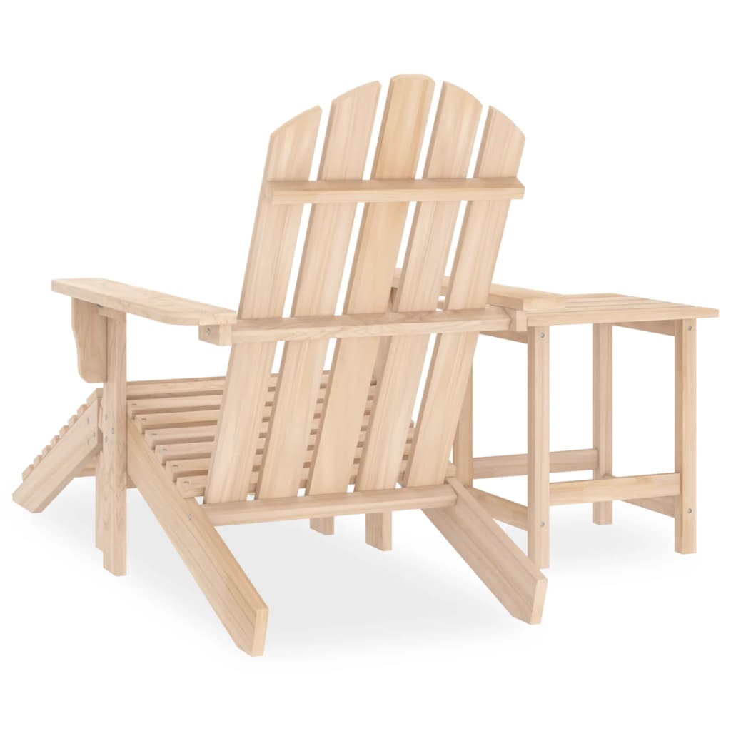 vidaXL Patio Adirondack Chair with Ottoman and Table Solid Fir Wood