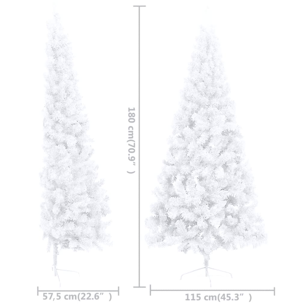 vidaXL Artificial Half Pre-lit Christmas Tree with Stand White 70.9" PVC