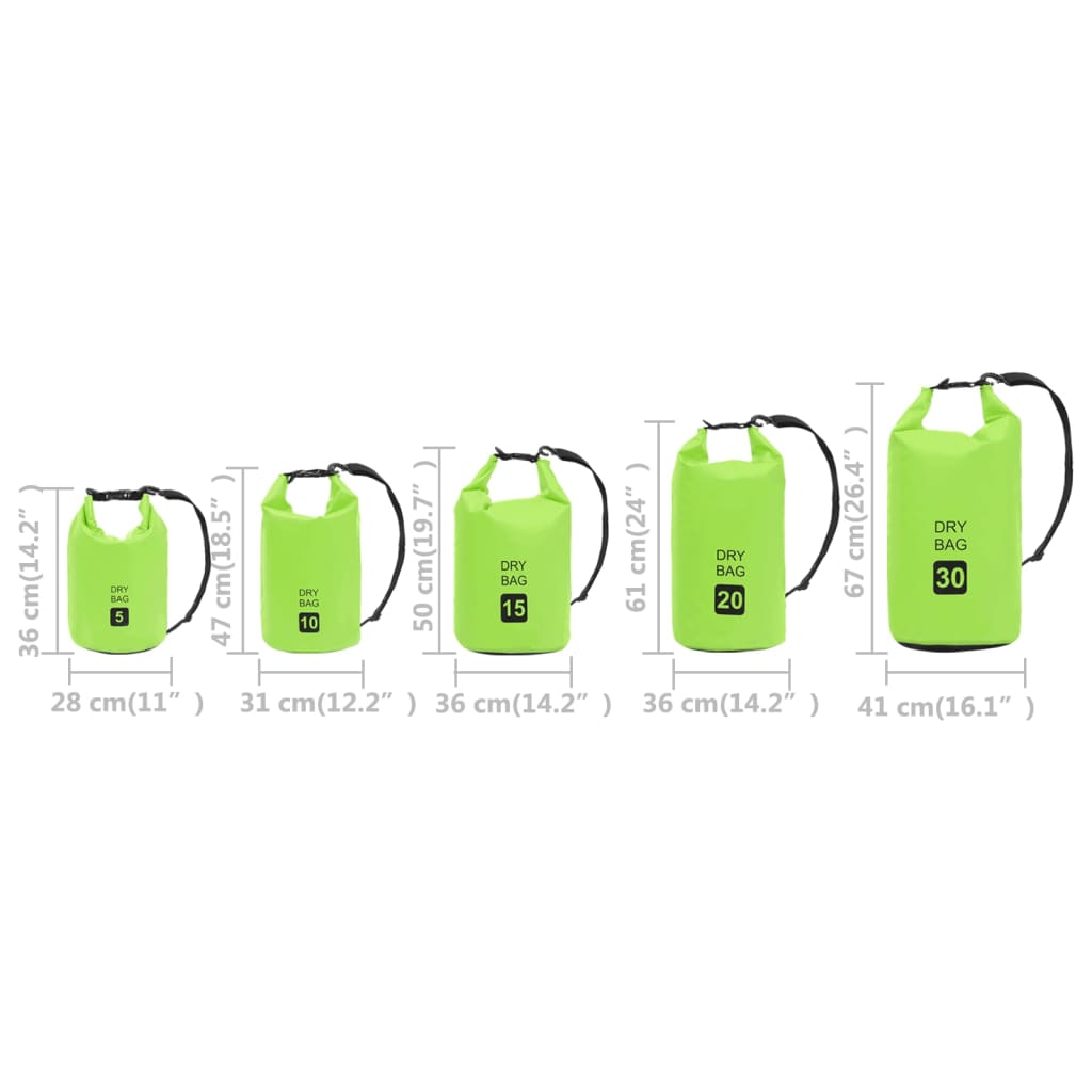 vidaXL Dry Bag Green 1.3 gal PVC