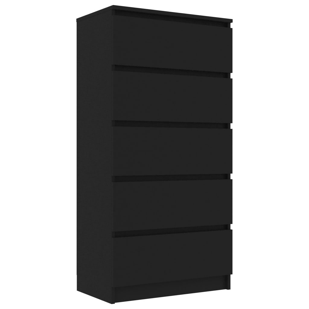 vidaXL Drawer Sideboard Black 23.6"x13.8"x47.6" Engineered Wood
