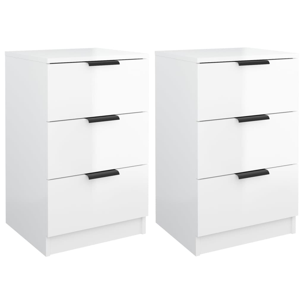 vidaXL Side Cabinets 2 pcs High Gloss White 15.7"x14.2"x25.6"