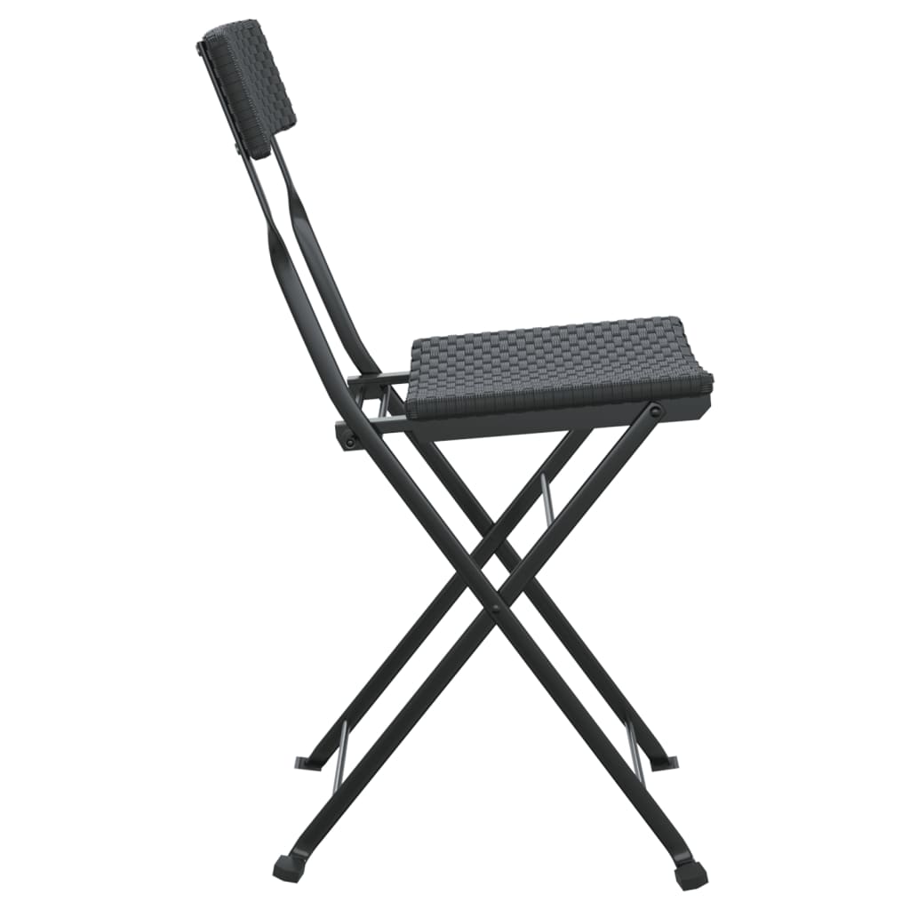 vidaXL Folding Bistro Chairs 4 pcs Black Poly Rattan and Steel