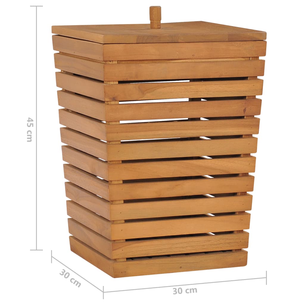 vidaXL Laundry Basket 11.8"x11.8"x17.7" Solid Teak Wood
