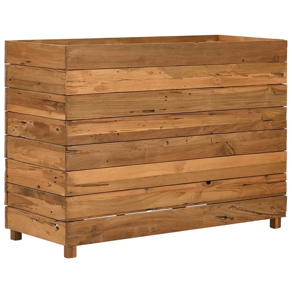 vidaXL Raised Bed 39.4"x15.7"x28.3" Solid Wood Teak and Steel