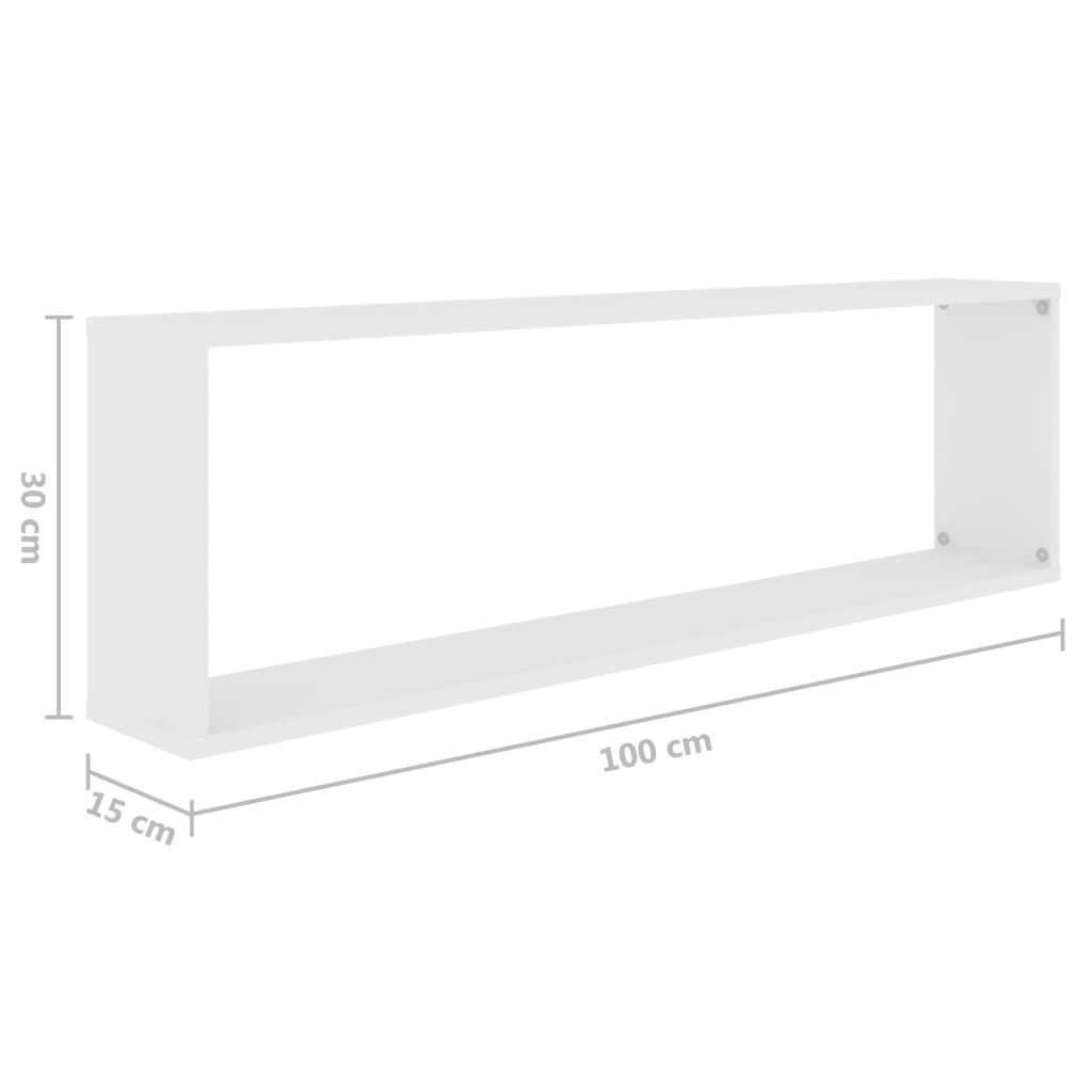 vidaXL Wall Cube Shelves 4 pcs White 39.4"x5.9"x11.8" Engineered Wood