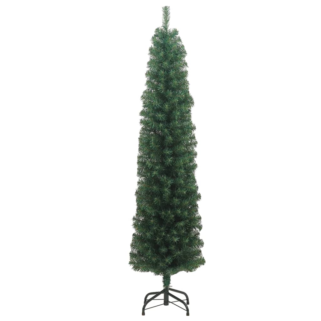 vidaXL Slim Artificial Christmas Tree with Stand Green 70.9" PVC