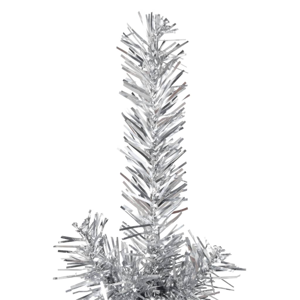 vidaXL Slim Artificial Half Christmas Tree with Stand Silver 6 ft
