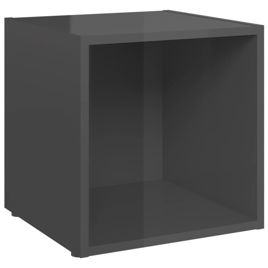 vidaXL TV Stands 2 pcs High Gloss Gray 14.6"x13.8"x14.6" Engineered Wood