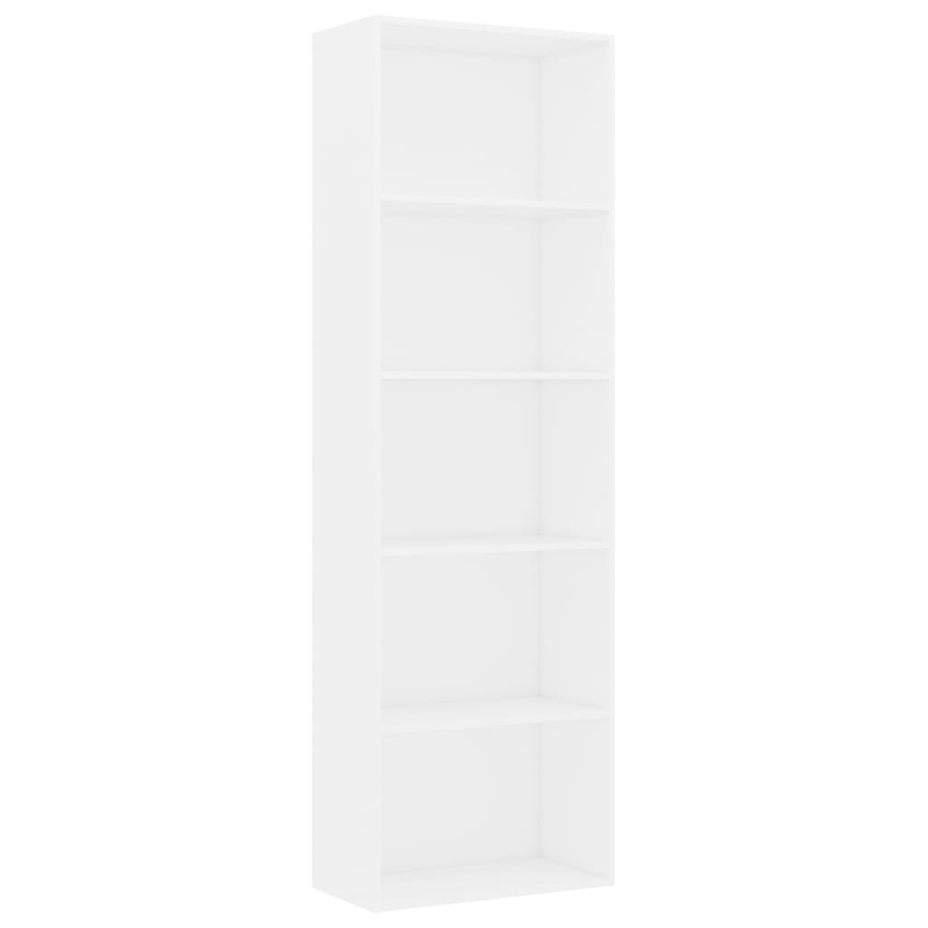 vidaXL 5-Tier Book Cabinet White 23.6"x11.8"x74.4" Engineered Wood