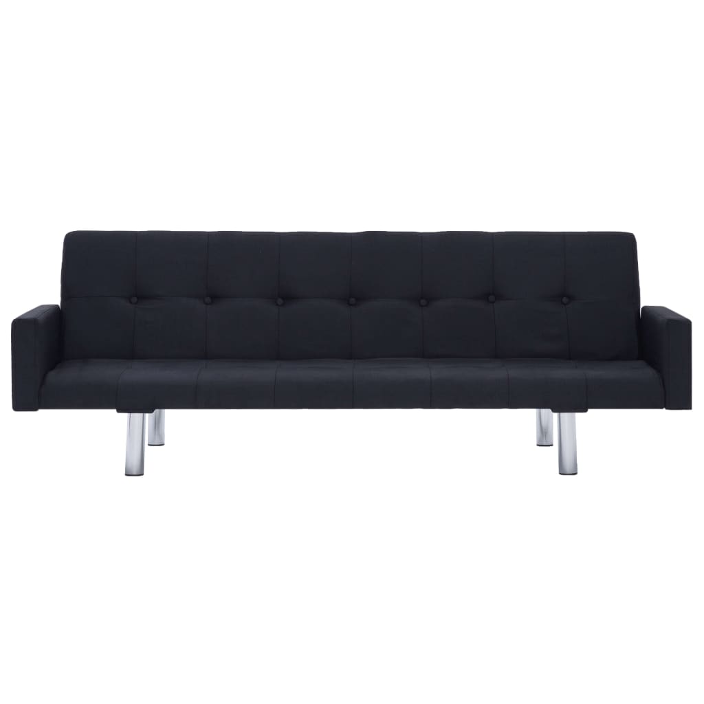 Details about   vidaXL Sofa Bed with Armrest Black Fabric 