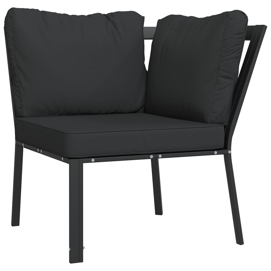 vidaXL 5 Piece Patio Lounge Set with Gray Cushions Steel