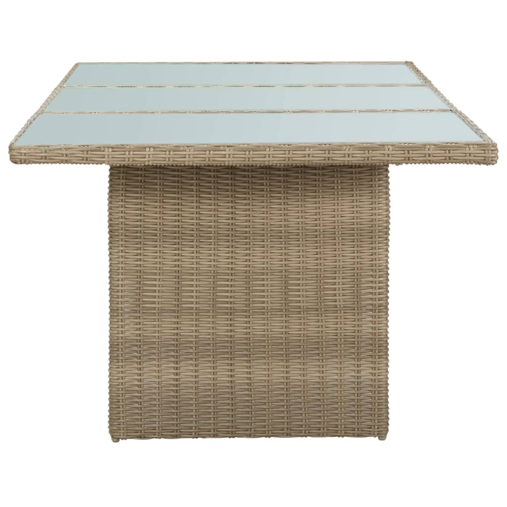 vidaXL Patio Dining Table Brown 78.7"x39.4"x29.1" Glass and Poly Rattan