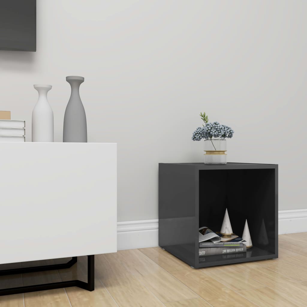 vidaXL TV Cabinet High Gloss Gray 14.6"x13.8"x14.6" Engineered Wood