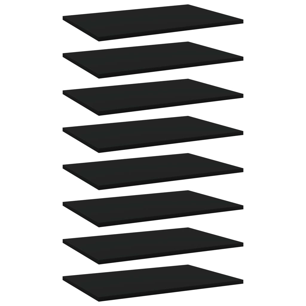 vidaXL Bookshelf Boards 8 pcs Black 23.6"x15.7"x0.6" Chipboard