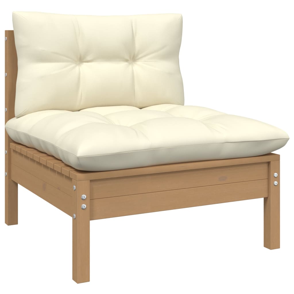 vidaXL 13 Piece Patio Lounge Set with Cream Cushions Pinewood