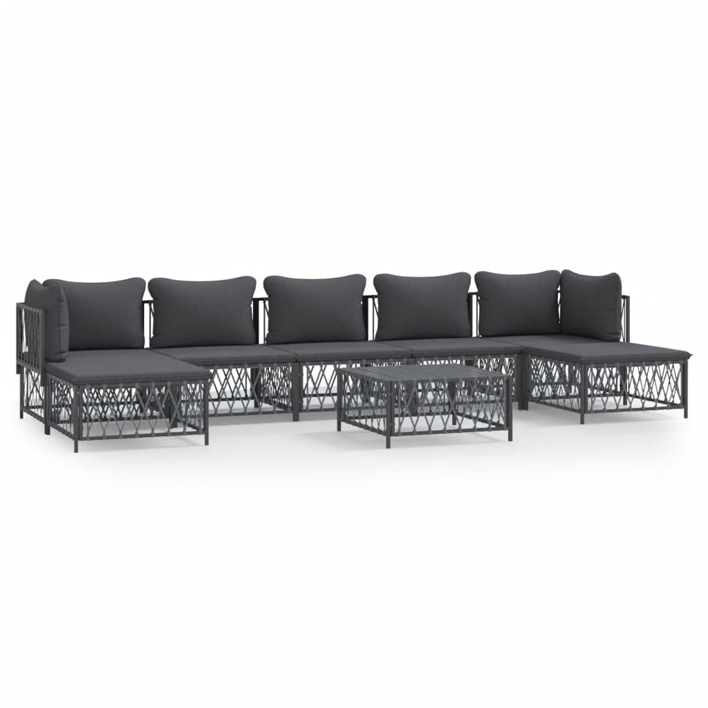 vidaXL 8 Piece Patio Lounge Set with Cushions Anthracite Steel