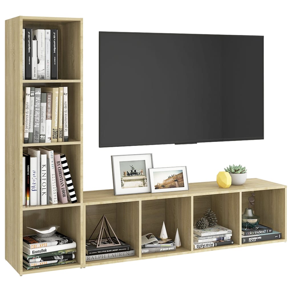 vidaXL TV Stands 2 pcs Sonoma Oak 56.1"x13.8"x14.4" Engineered Wood