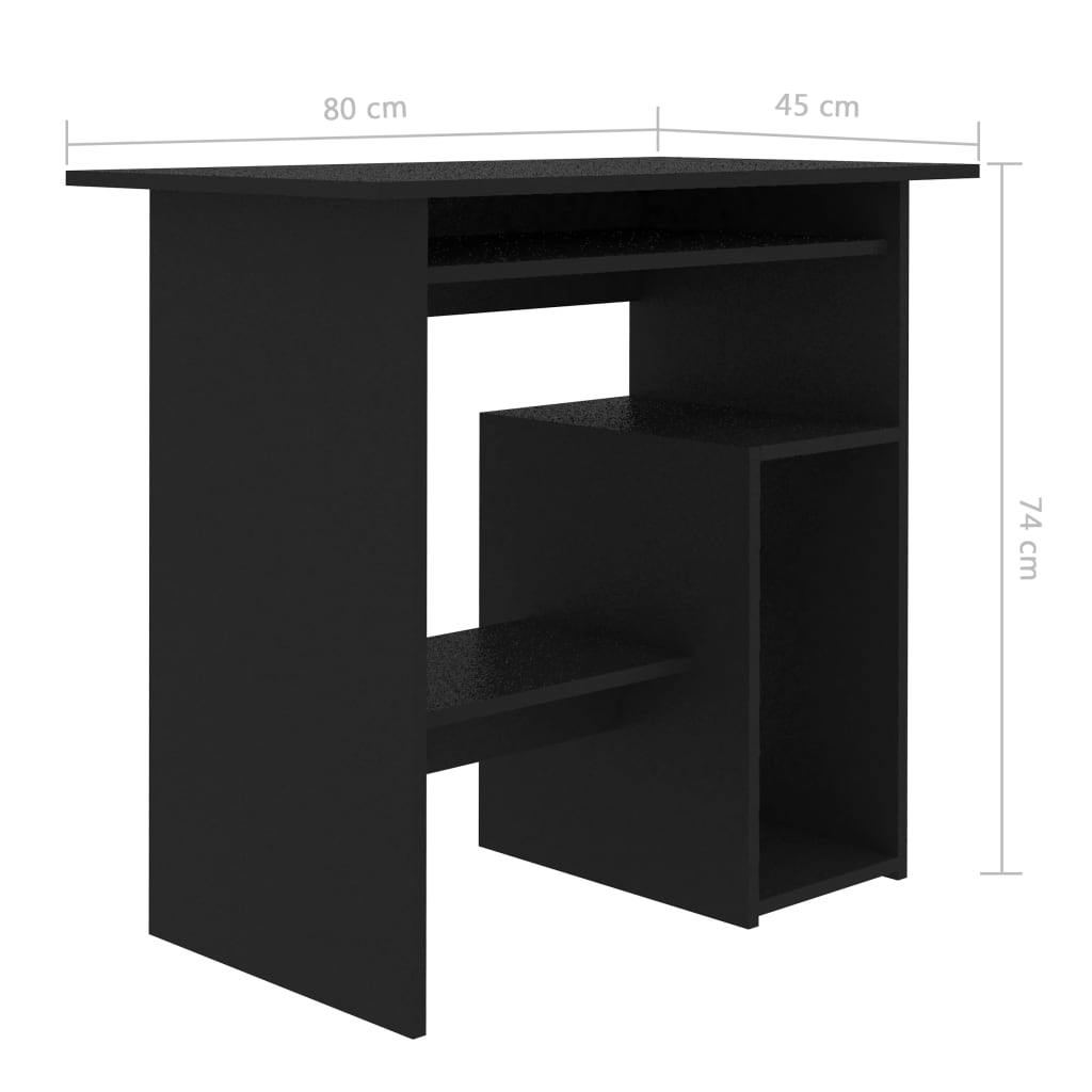 vidaXL Desk Black 31.5"x17.7"x29.1" Chipboard
