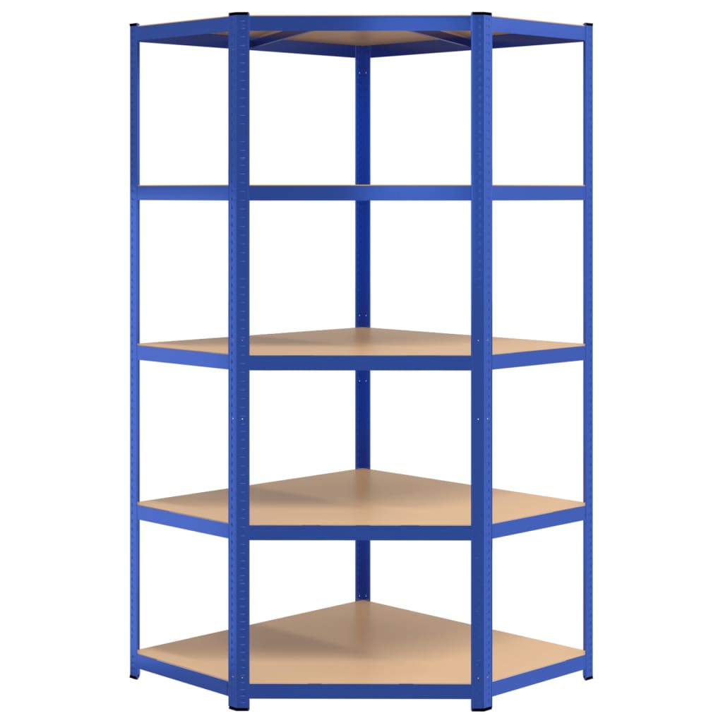 vidaXL 5-Layer Corner Shelf Blue Steel&Engineered Wood