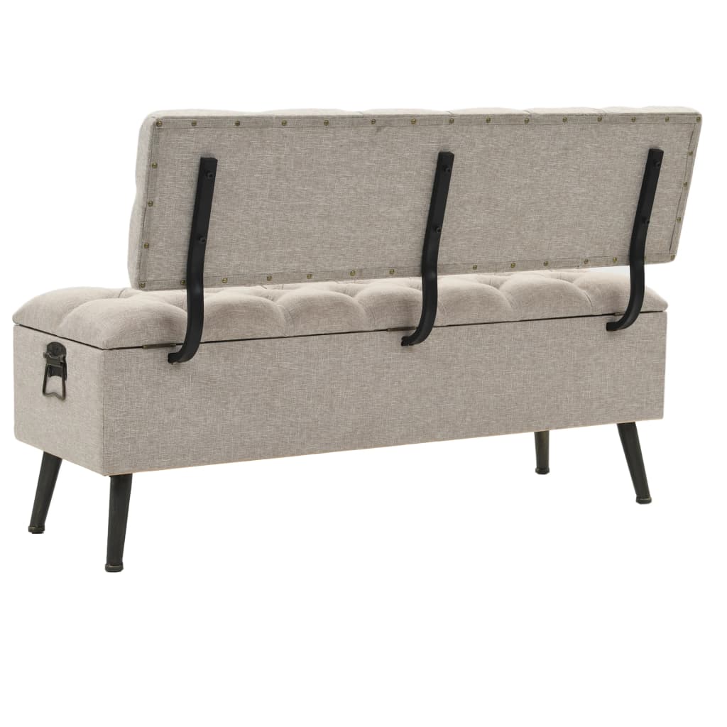 vidaXL Storage Bench with Backrest 43.3" Cream Fabric