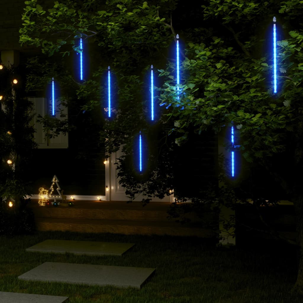 vidaXL Meteor Lights 8 pcs 1 ft Blue 192 LEDs Indoor Outdoor
