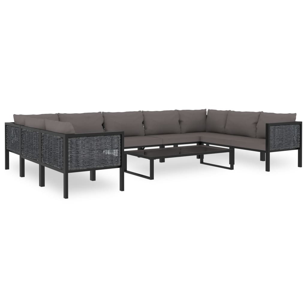 vidaXL Sectional Corner Sofa with Left Armrest Poly Rattan Anthracite