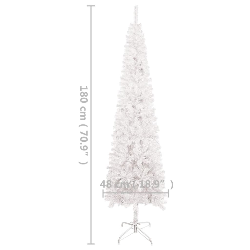 vidaXL Slim Pre-lit Christmas Tree White 70.9"