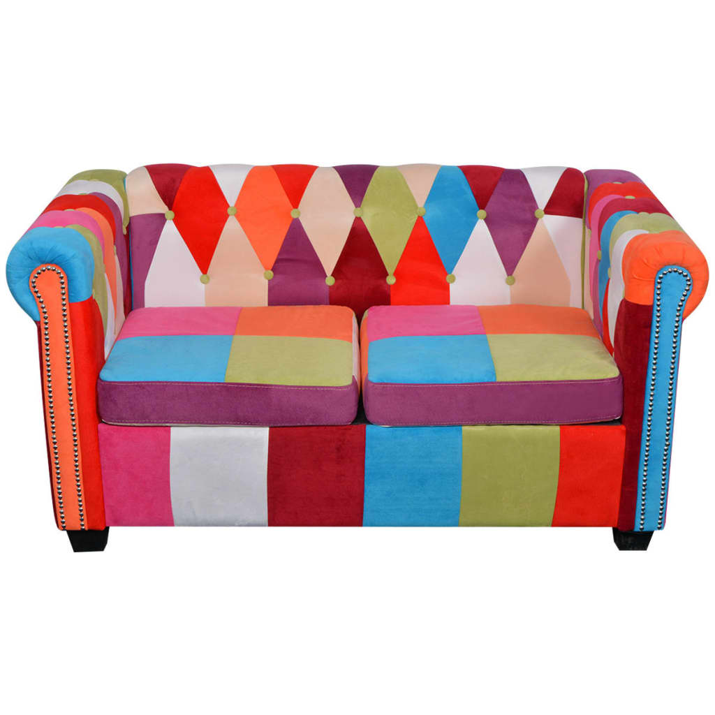 vidaXL Chesterfield Sofa 2-Seater Fabric
