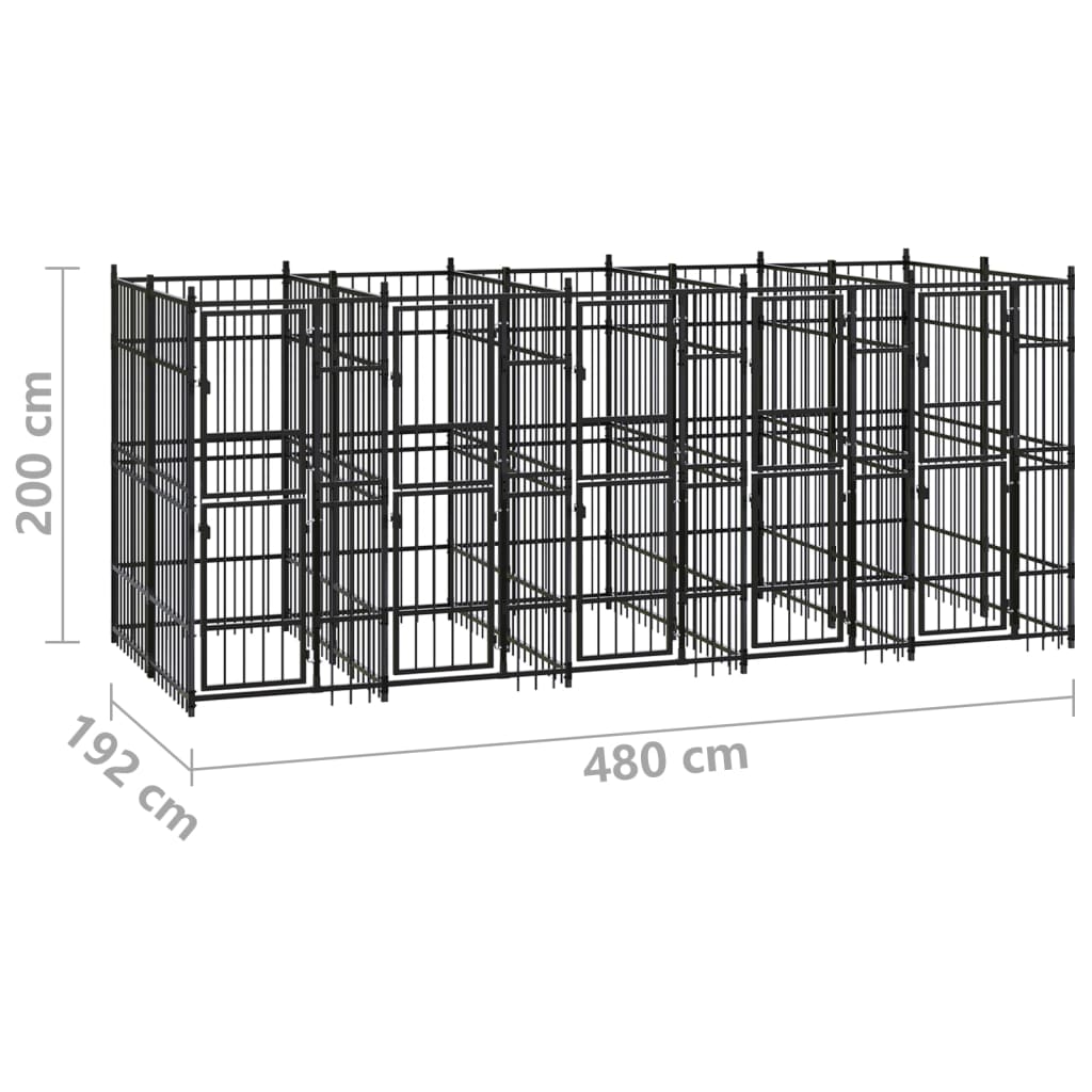 vidaXL Outdoor Dog Kennel Steel 99.2 ft²