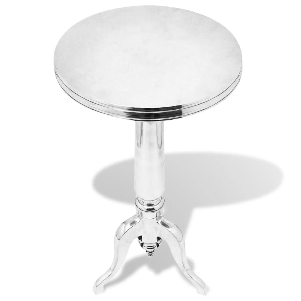 vidaXL Side Table Round Aluminum Silver