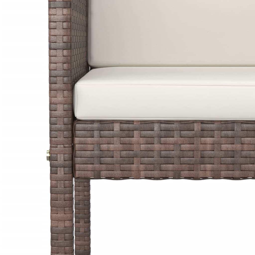 vidaXL 7 Piece Patio Bar Set with Cushions Brown Poly Rattan