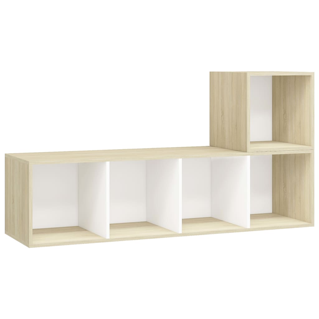 vidaXL 2 Piece TV Stand Set White and Sonoma Oak Engineered Wood