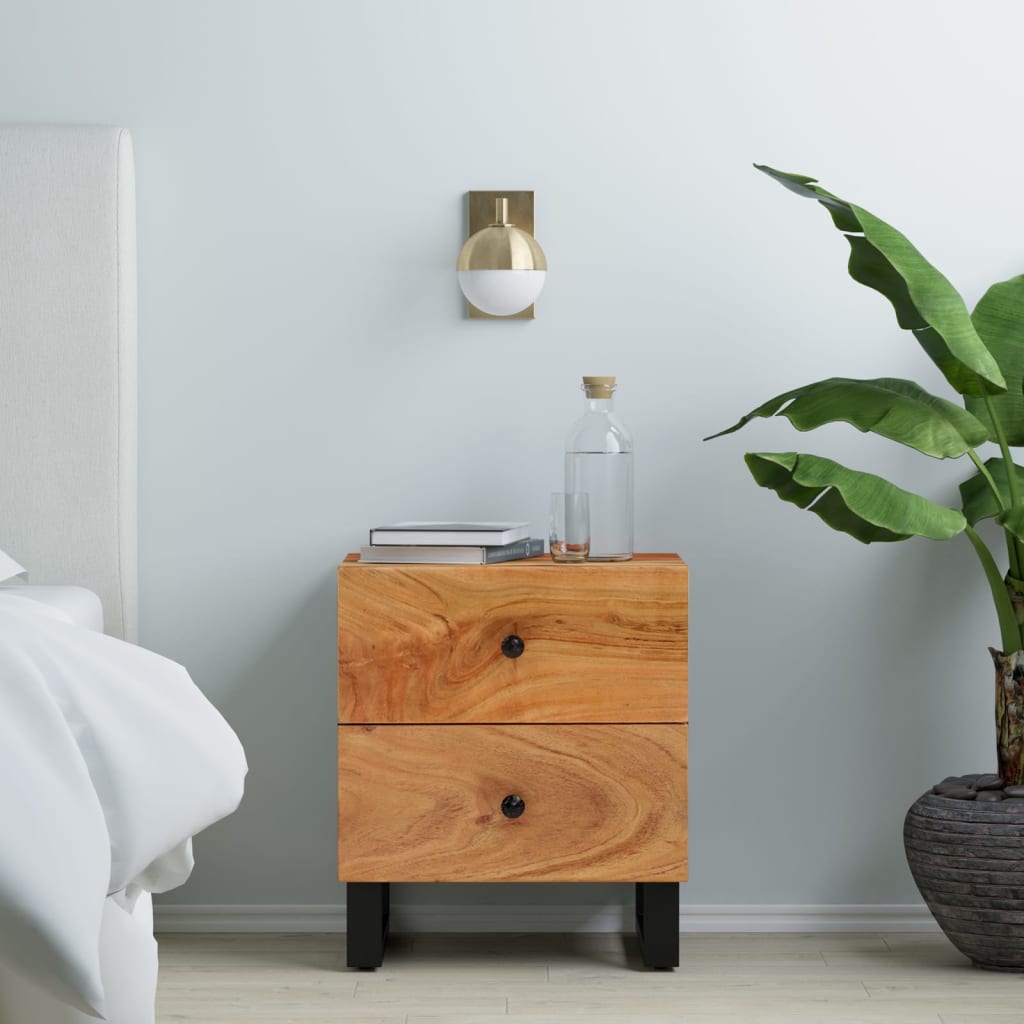 vidaXL Bedside Cabinet 15.7"x13"x18.1" Solid Wood Acacia