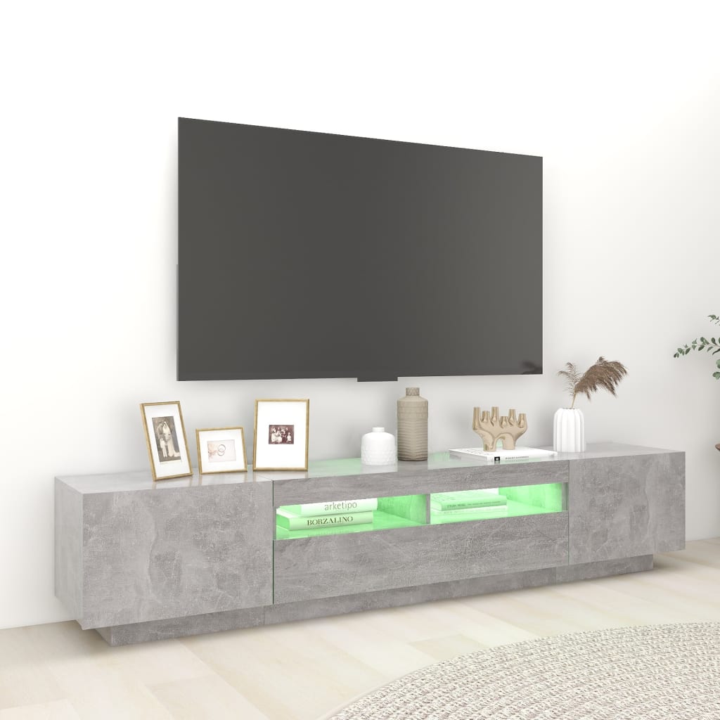 vidaXL TV Stand with LED Lights Concrete Gray 78.7"x13.8"x15.7"