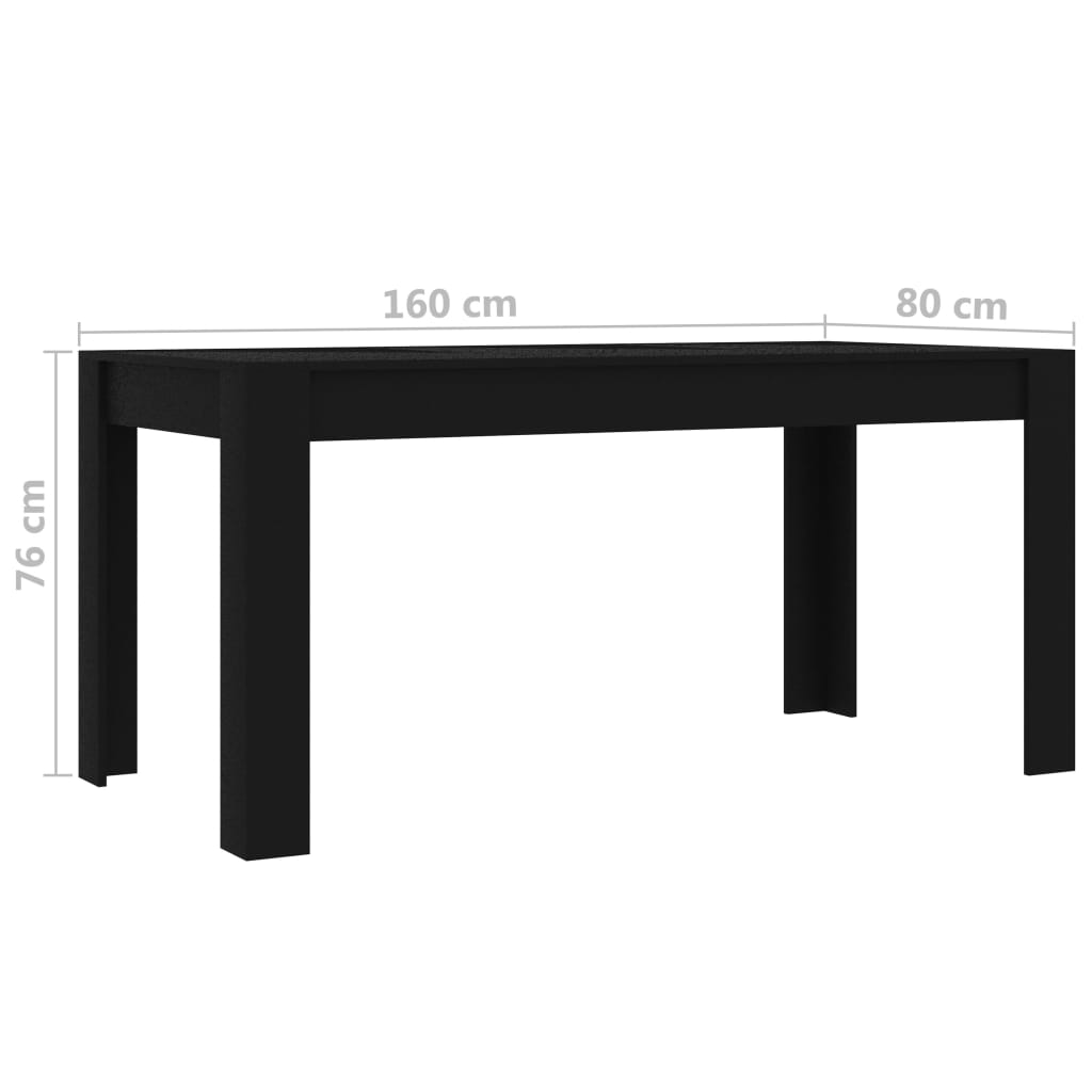 vidaXL Dining Table Black 63"x31.5"x29.9" Engineered Wood