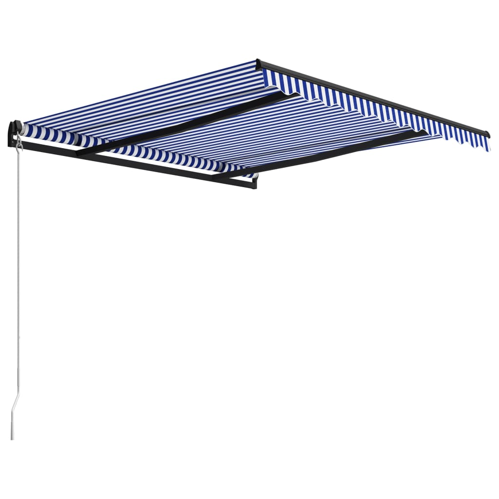 vidaXL Manual Retractable Awning 118.1"x98.4" Blue and White