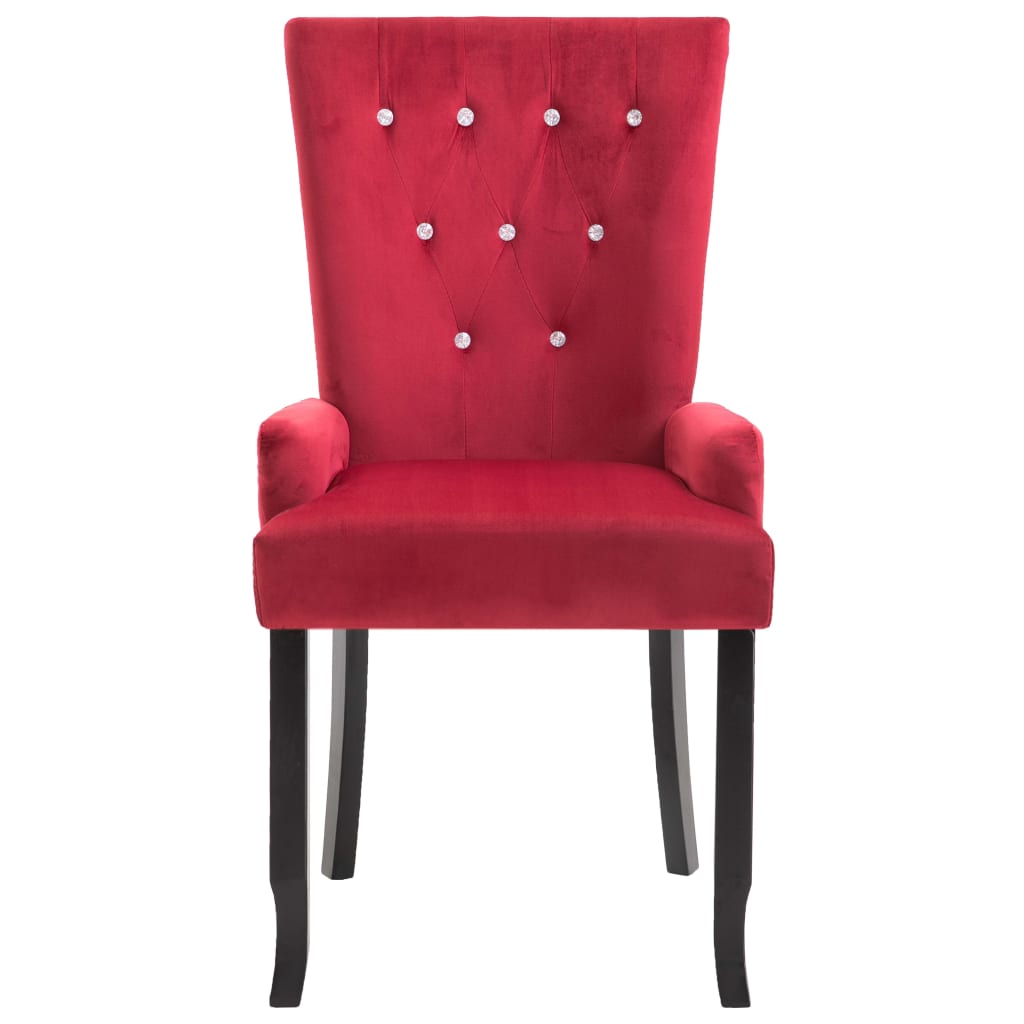 vidaXL Dining Chair with Armrests Red Velvet