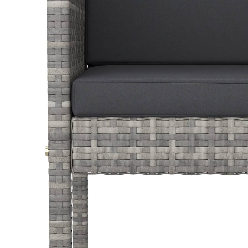vidaXL 5 Piece Patio Bar Set with Cushions Poly Rattan Gray