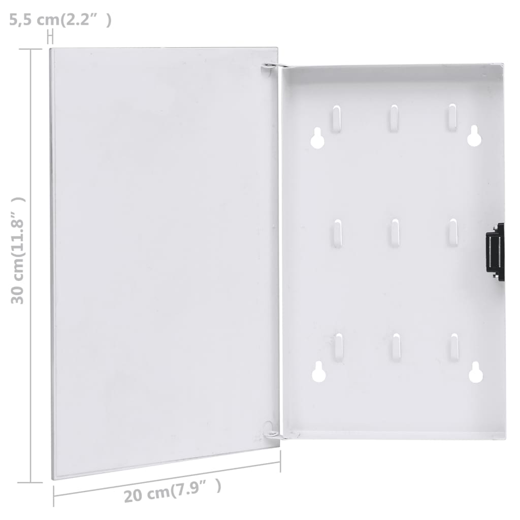 vidaXL Key Box with Magnetic Board White 11.8"x7.9"x2.2"
