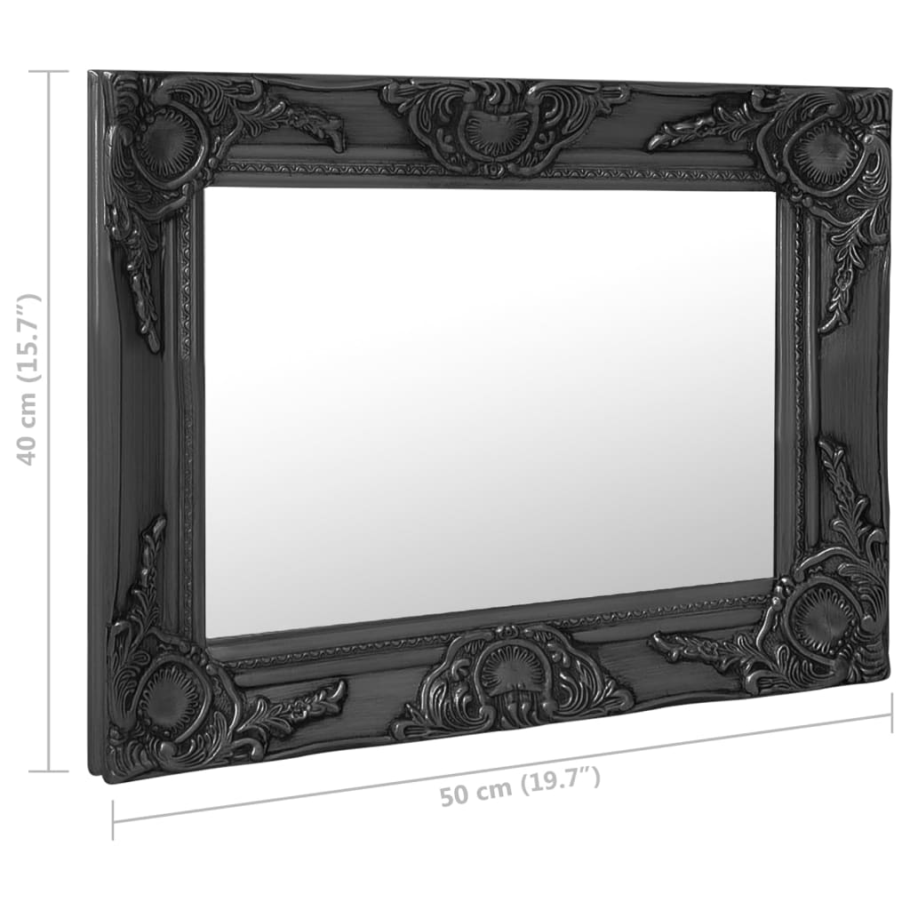 vidaXL Wall Mirror Baroque Style19.7"x15.7" Black