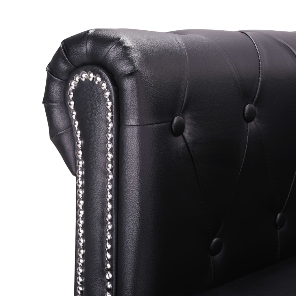 vidaXL L-shaped Chesterfield Sofa Artificial Leather Black
