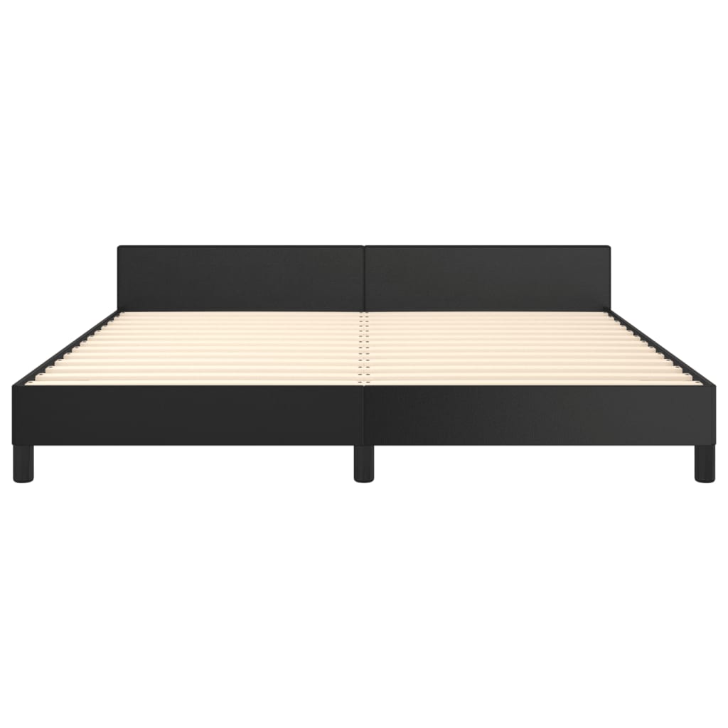 vidaXL Bed Frame with Headboard Black 76"x79.9" King Faux Leather