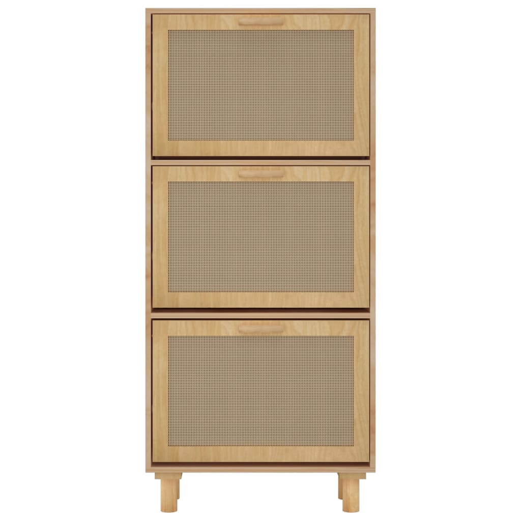 vidaXL Shoe Cabinet Brown 20.5"x9.8"x45.3" Engineered Wood&Natural Rattan