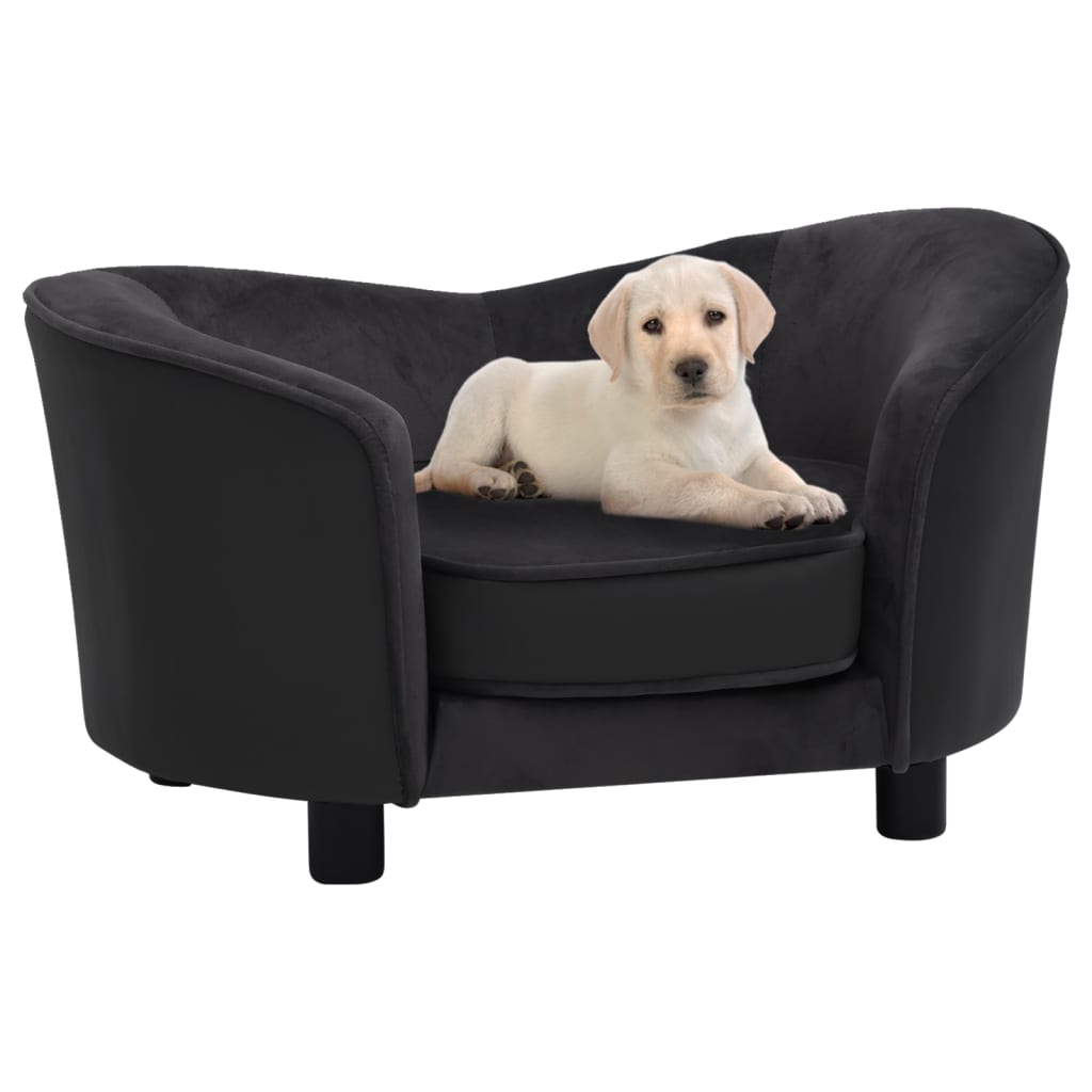 vidaXL Dog Sofa Black 27.2"x19.3"x15.7" Plush and Faux Leather
