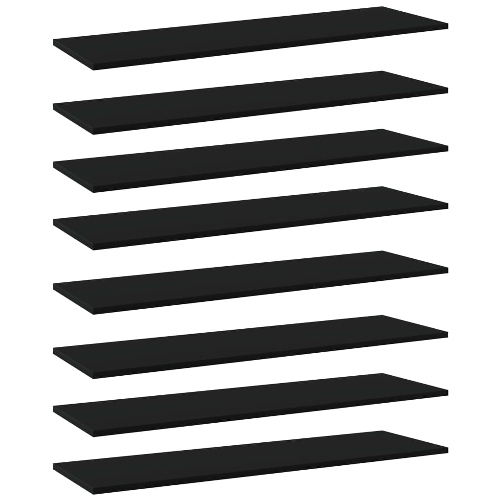 vidaXL Bookshelf Boards 8 pcs Black 39.4"x11.8"x0.6" Engineered Wood