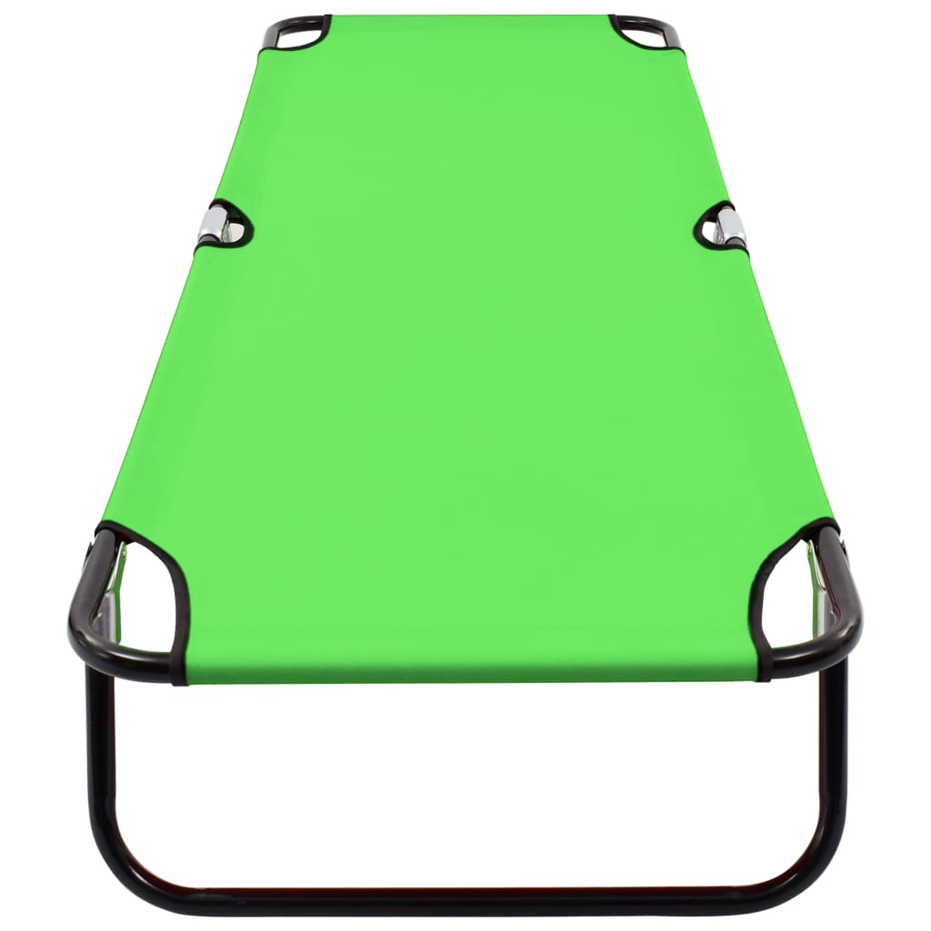 vidaXL Folding Sun Lounger Steel Green